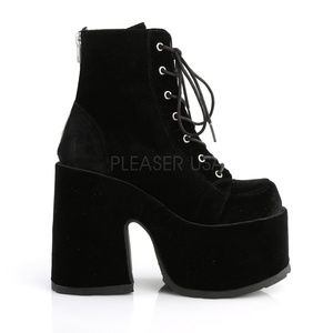 Velvet Platform Lace Up High Heel Ankle Boots